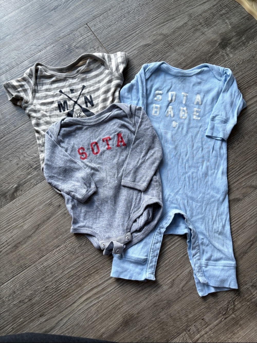 Kids One-Piece Set in Light Blue, Gray and Striped Gray